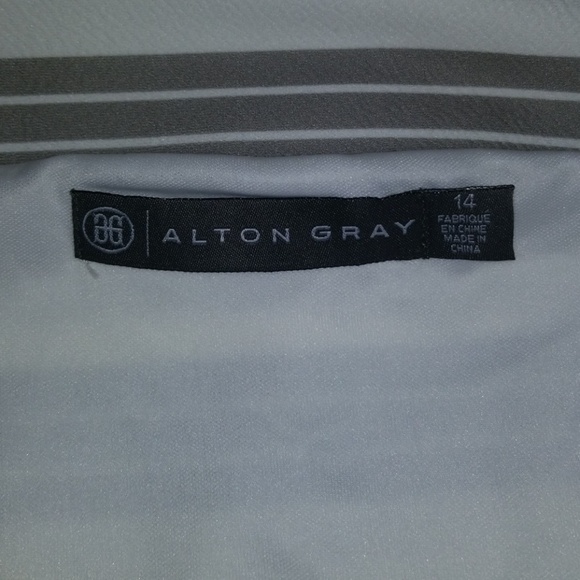 NWOT**Alton Gray White & Grey Striped Midi Dress - Picture 5 of 6